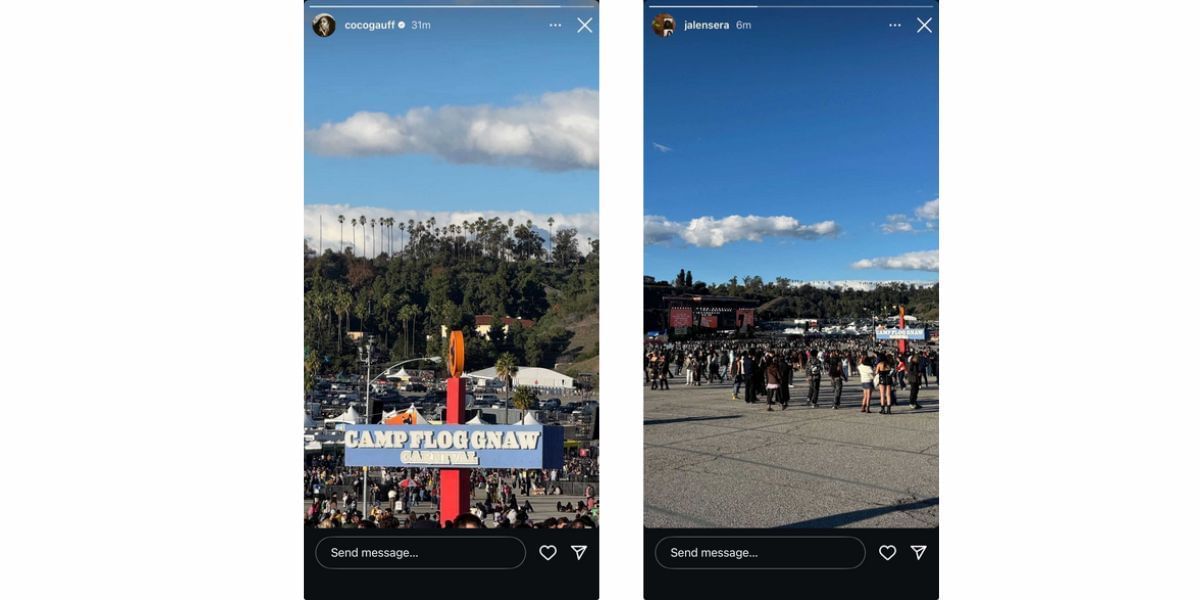 Screenshots of Coco Gauff and Jalen Sera&#039;s Instagram stories. (Source: Instagram - @cocogauff, @jalensera)