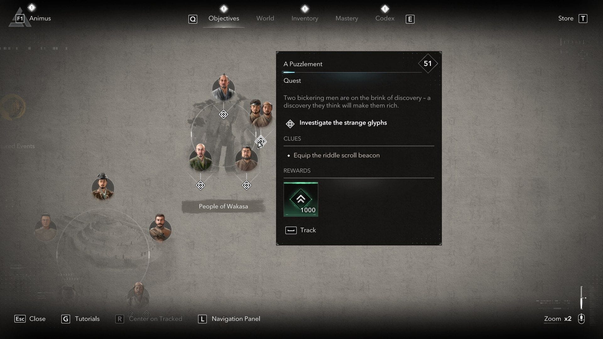 A Puzzlement quest is available in the People of Wakasa objective board (Image via Ubisoft)
