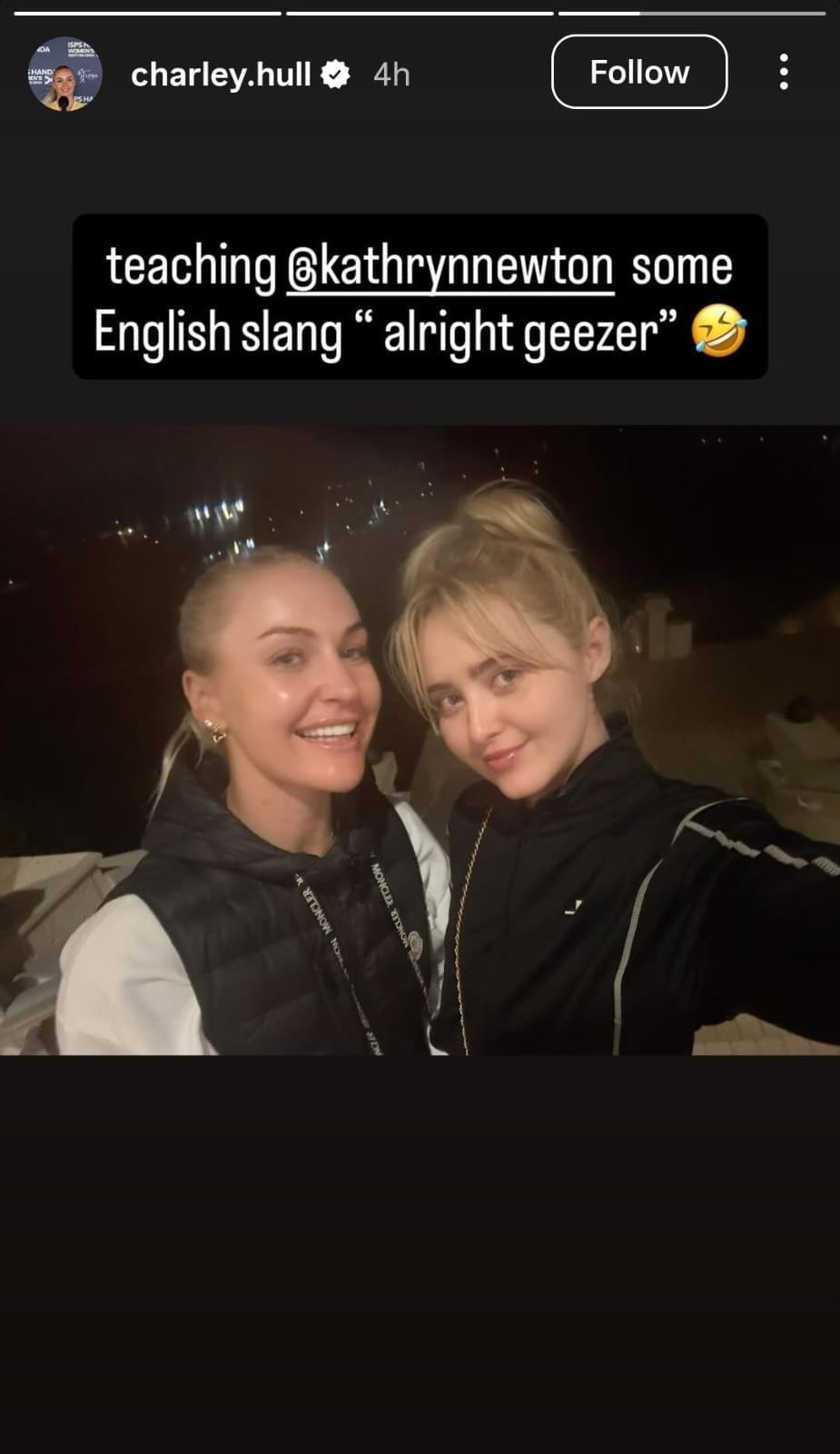 Charley Hull and Kathryn Newton ( via Charley Hull&#039;s Instagram story)