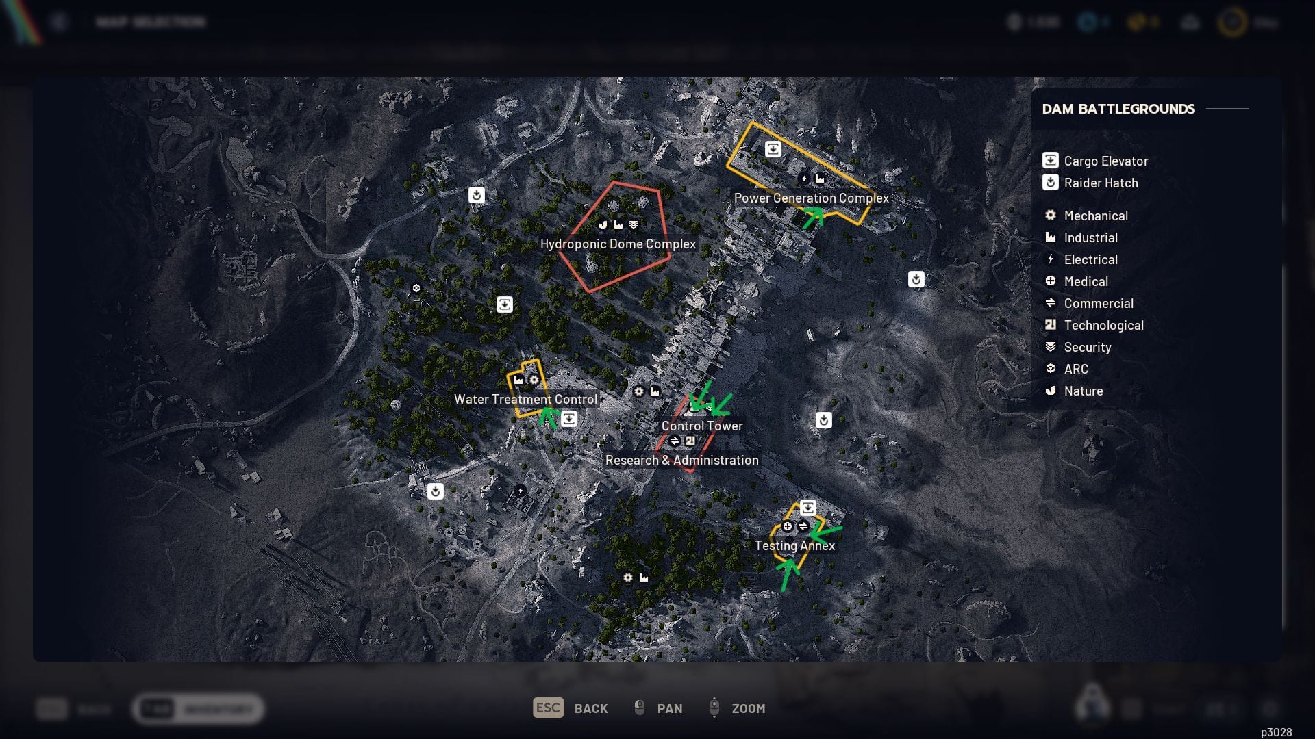 Locked spaces marked in Dam Battlegrounds (Image via SK Gaming || Embark Studios)