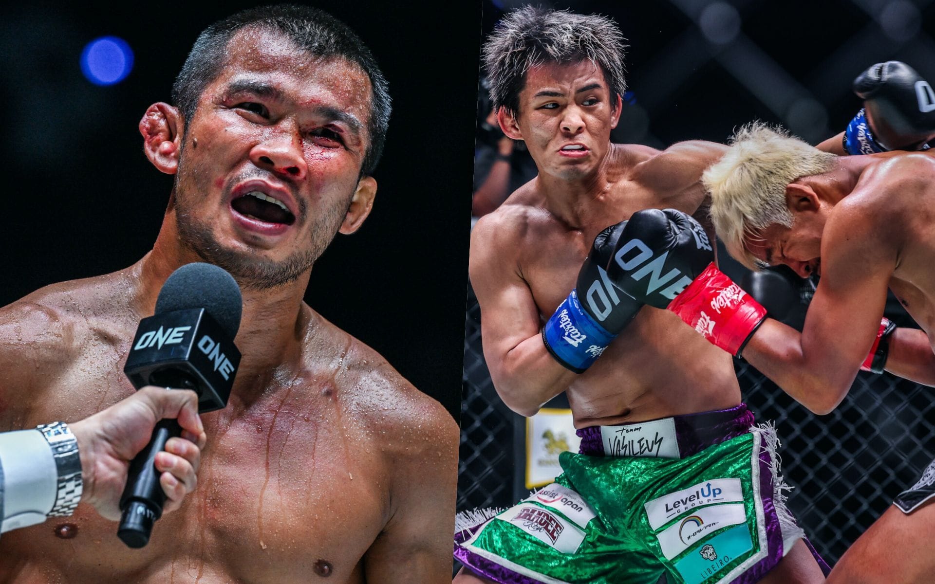 Nong-O (L) on Superlek vs Yuki Yoza | Image by ONE Championship