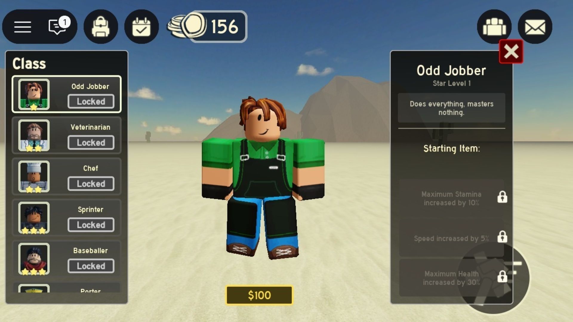 Different classes in the game (Image via Roblox)