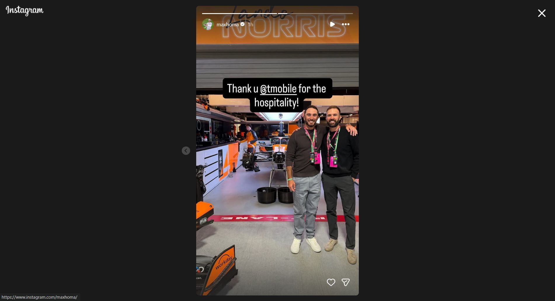 Still taken from Homa&#039;s Instagram story (Image Credit: Instagram @maxhoma)