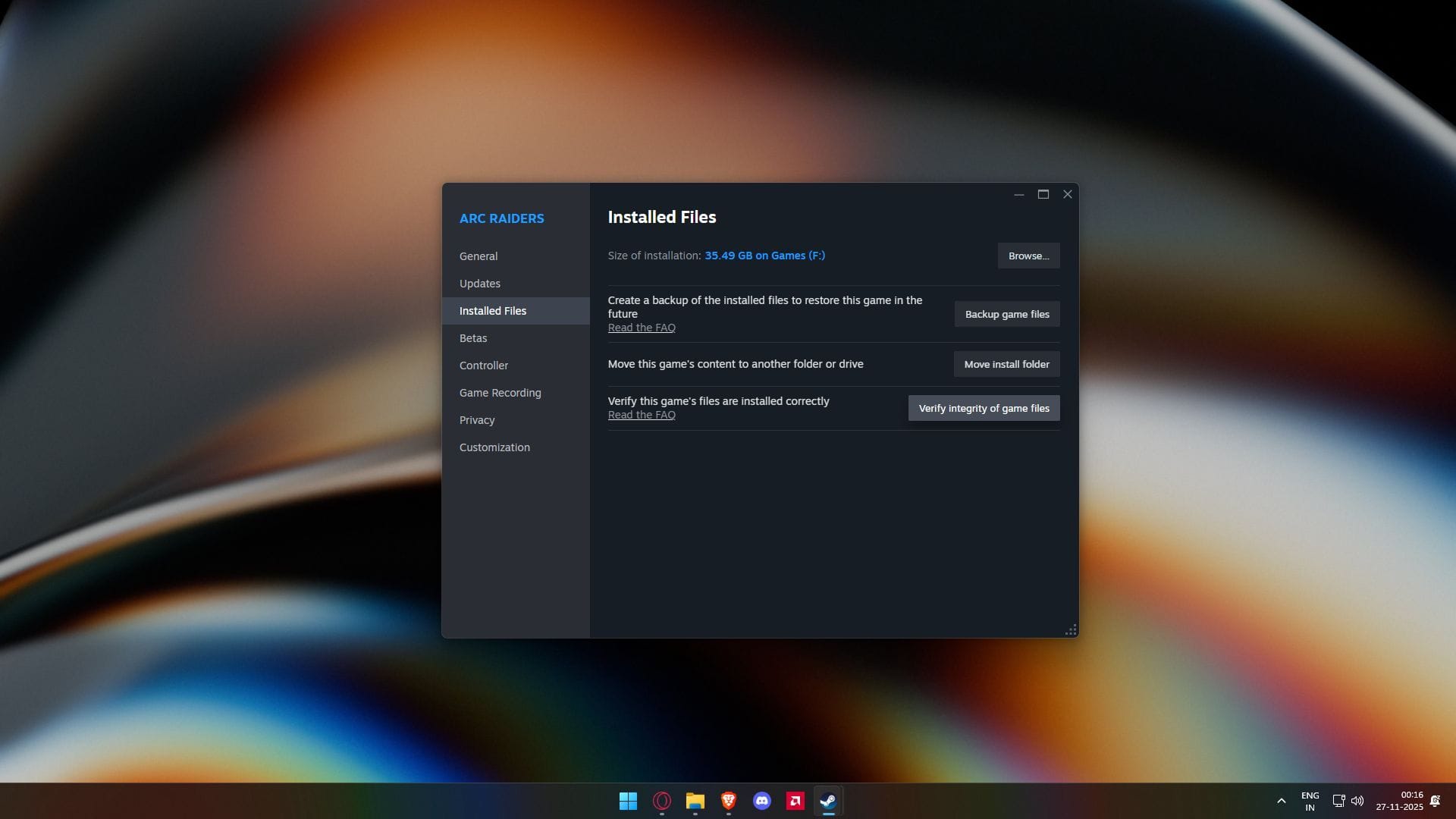 Verify integrity of ARC Raiders game files (Image via SK Gaming || Steam)