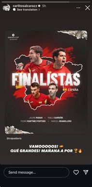 Alcaraz's Instagram Story after Spain's win over Germany in the semifinals of the 2025 Davis Cup Finals (Source: Instagram/carlitosalcarazz)