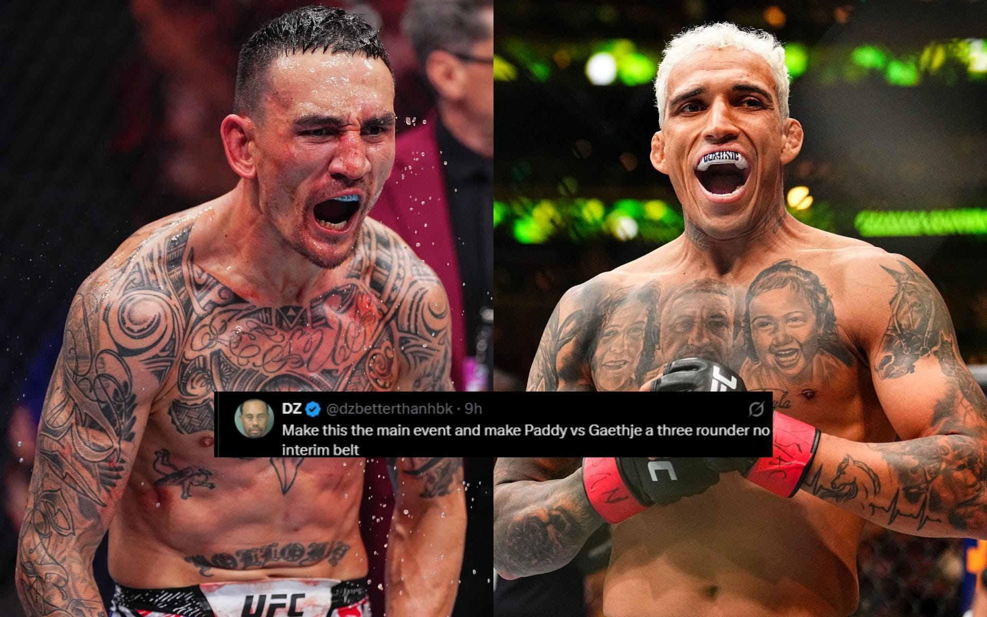 Fans react to UFC Brazil seemingly leaking Max Holloway vs. Charles Oliveira. [Images courtesy: Getty]