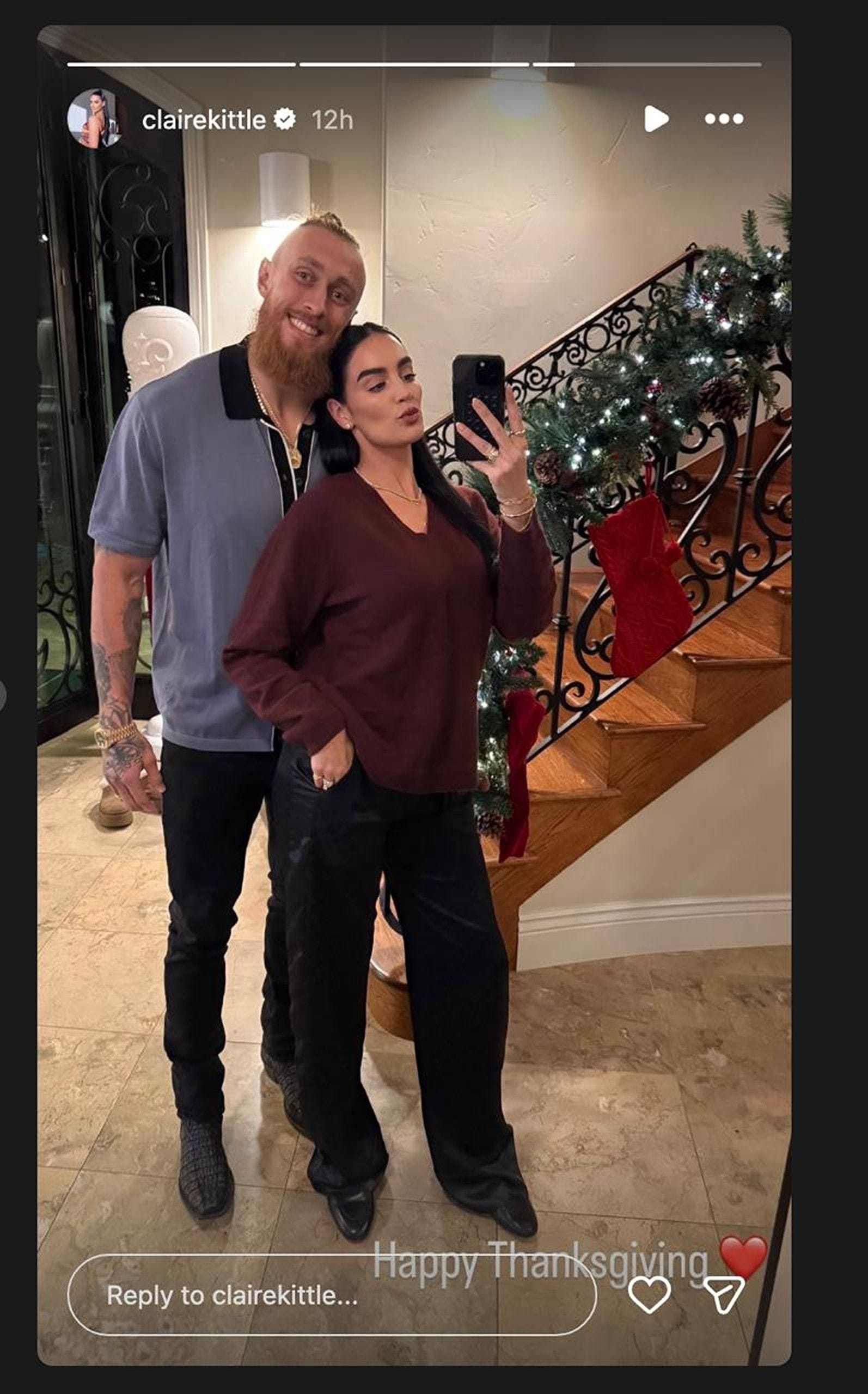 George Kittle&#039;s wife Claire concludes Thanksgiving celebrations with chic mirror selfie with 49ers TE [Pic]/@clairekittle
