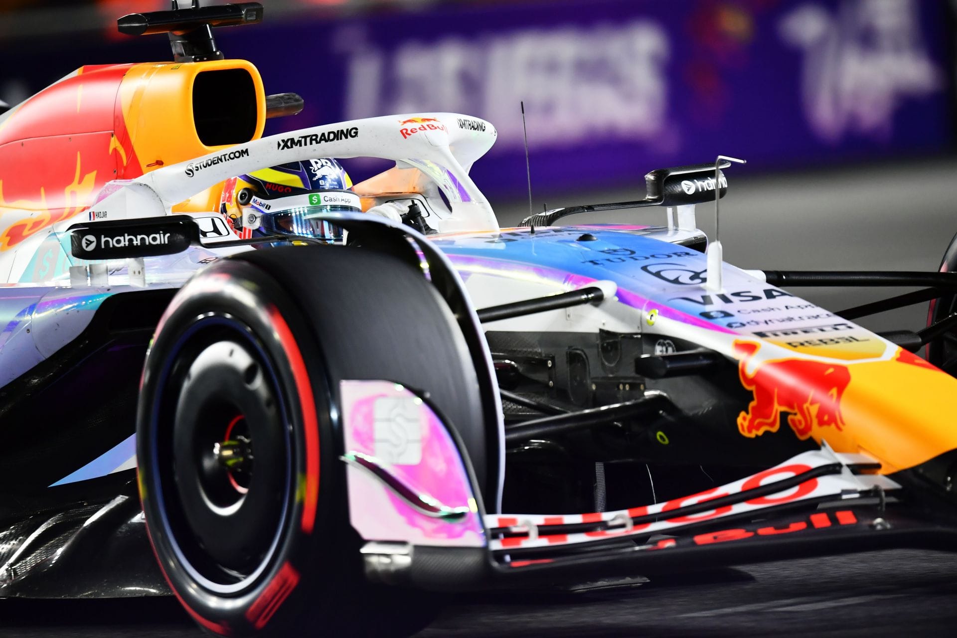 Racing Bulls&#039; Isack Hadjar driving the VCARB 02 at the Las Vegas Street circuit during the free practice sessions for the 2025 F1 Grand Prix of Las Vegas race weekend - Source: Getty