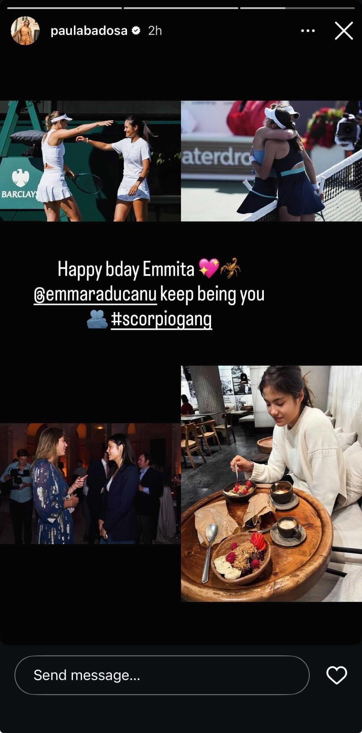 Paula Badosa wishes Emma Raducanu via Instagram - Image Source - @PaulaBadosa Instagram