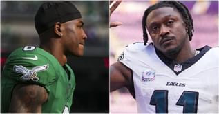 WATCH: Video of DeVonta Smith's reaction to A.J. Brown being grilled on Eagles trade goes viral