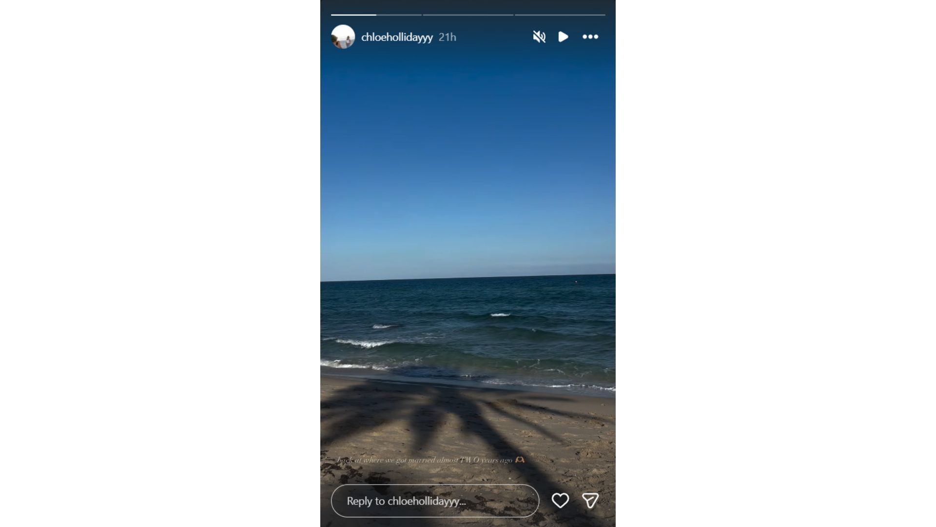 Chloe Holliday&#039;s Instagram story featuring the shoreline of Manapalan, Florida (Source: Instagram @chloehollidayyy)