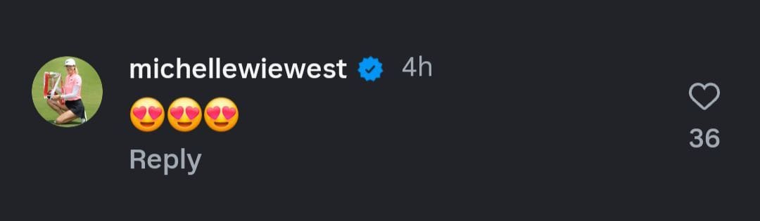 Screenshot from Michelle Wie West&#039;s comment