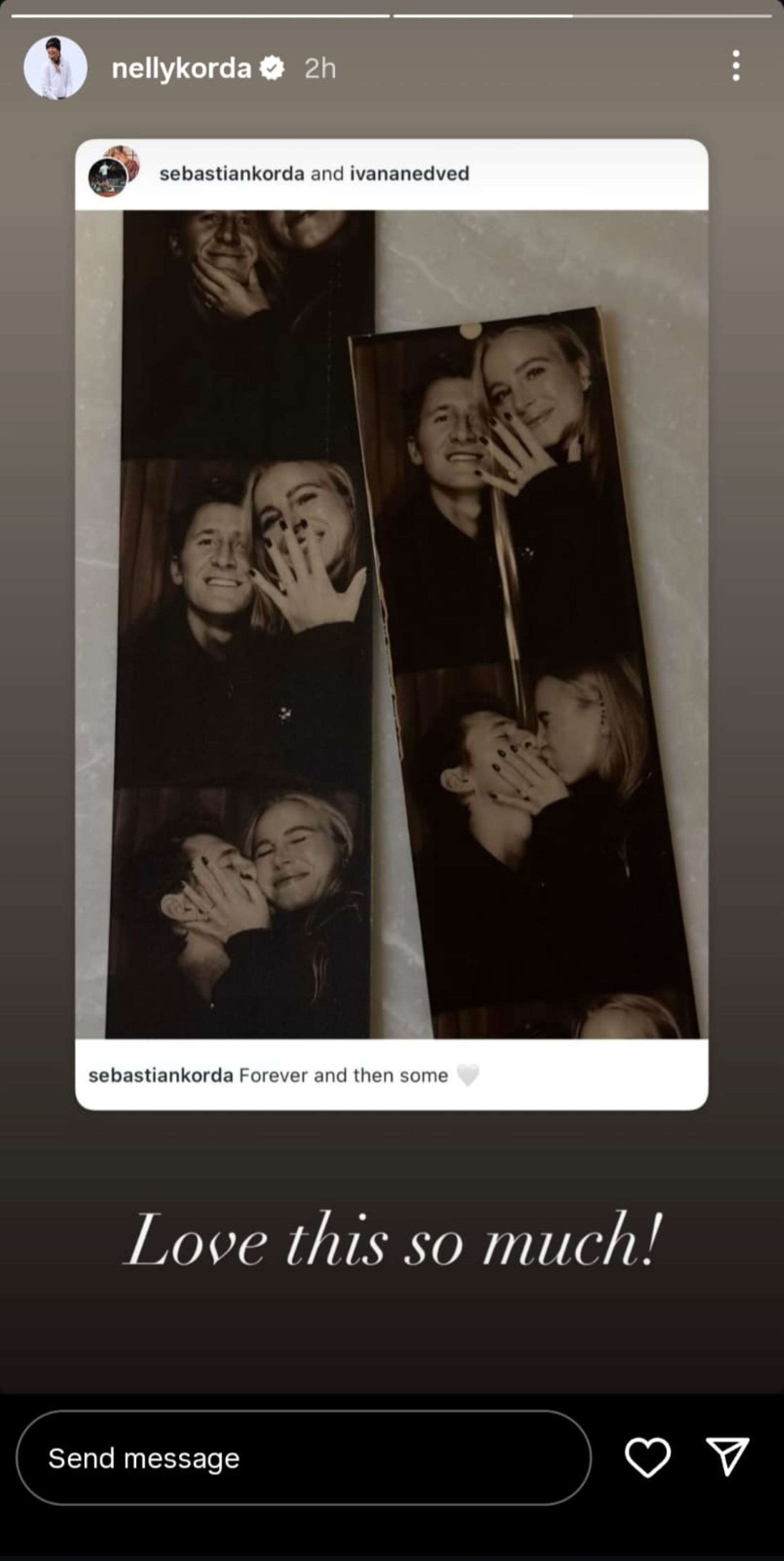 A screenshot from Nelly Korda&#039;s Instagram story (via @nellykorda)