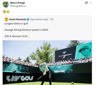 Marco Penge reacts to journalist ranking 'longest hitters in golf' without listing him/@PengeMarco