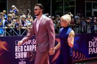 Paul Skenes and his girlfriend Olivia Dunne at the 2025 MLB All-Star Game in Atlanta, Georgia. (Photo by Getty Images)
