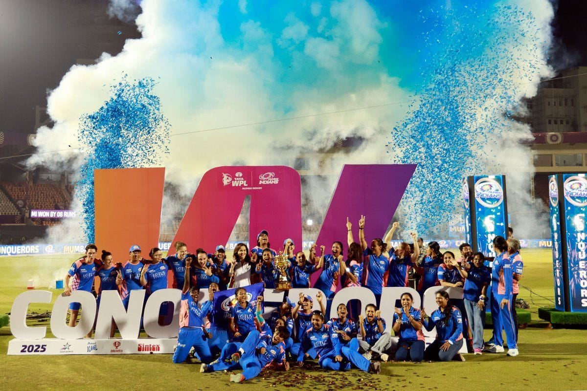 Mumbai Indians celebrate their WPL 2025 win. (Credits: WPL X)