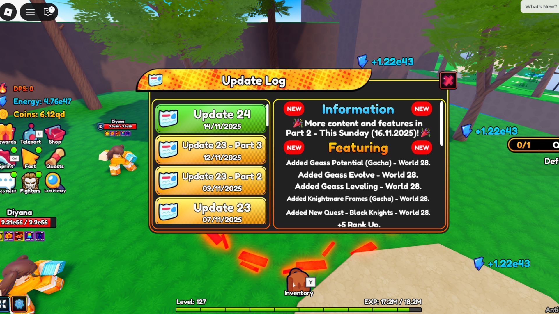 The developers have added a new Quest called Black Knights to World 28 (Image via Roblox)