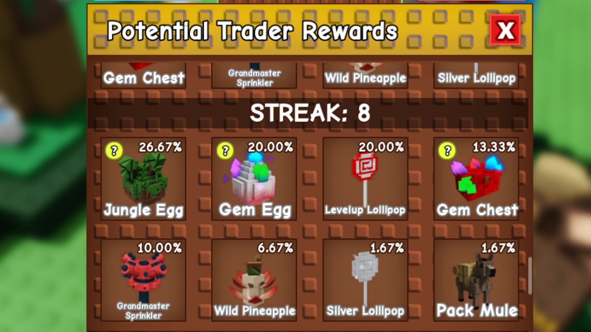 The Pack Mule in Trader Rewards (Image via Roblox)