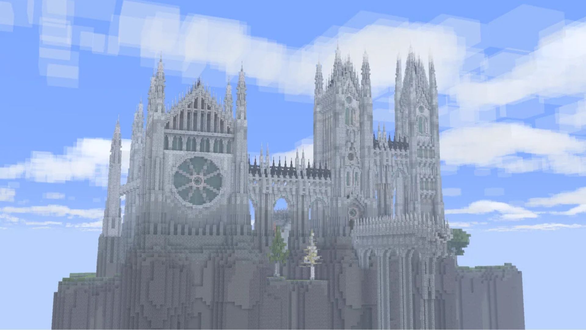 A Minecraft player made a palace using diorite blocks (Image via Reddit/curbyourjacc | Mojang Studios)