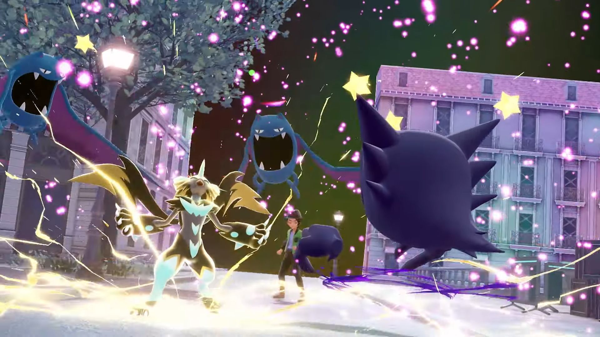 Mega Zeraora shown beating multiple enemies with its AOE-based moveset (Image via The Pokemon Company)