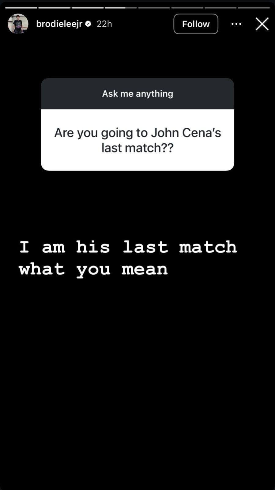 Screenshot of Brodie Lee Jr.&#039;s Instagram story