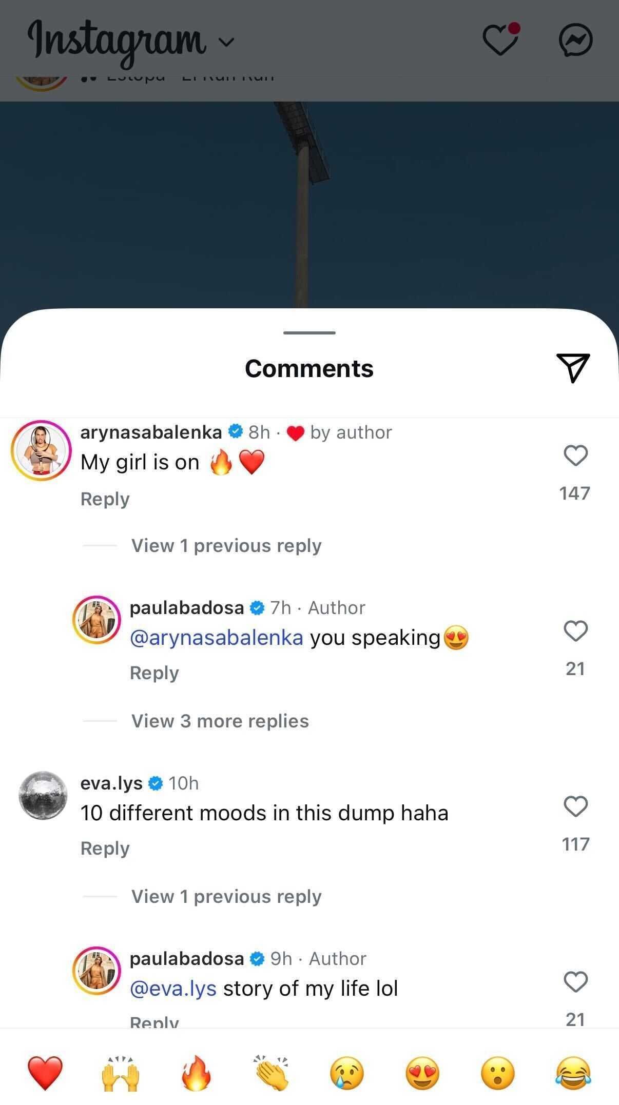 Sabalenka sends love to Badosa; Instagram - @paulabadosa