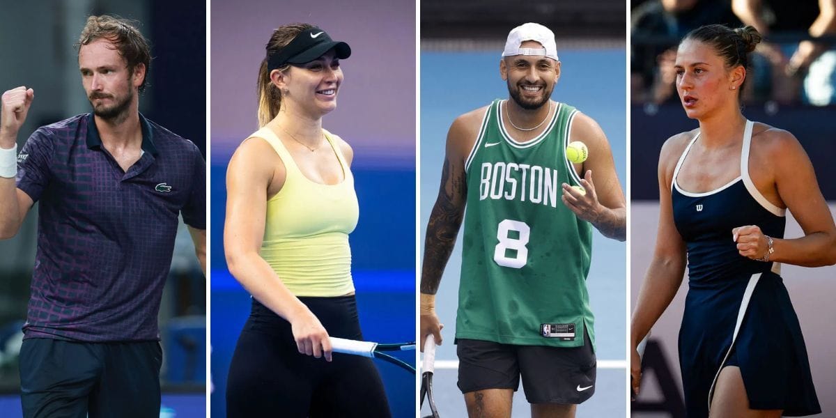 (From L-R) Daniil Medvedev, Paula Badosa, Nick Kyrgios, and Marta Kostyuk. (Photos: Getty)