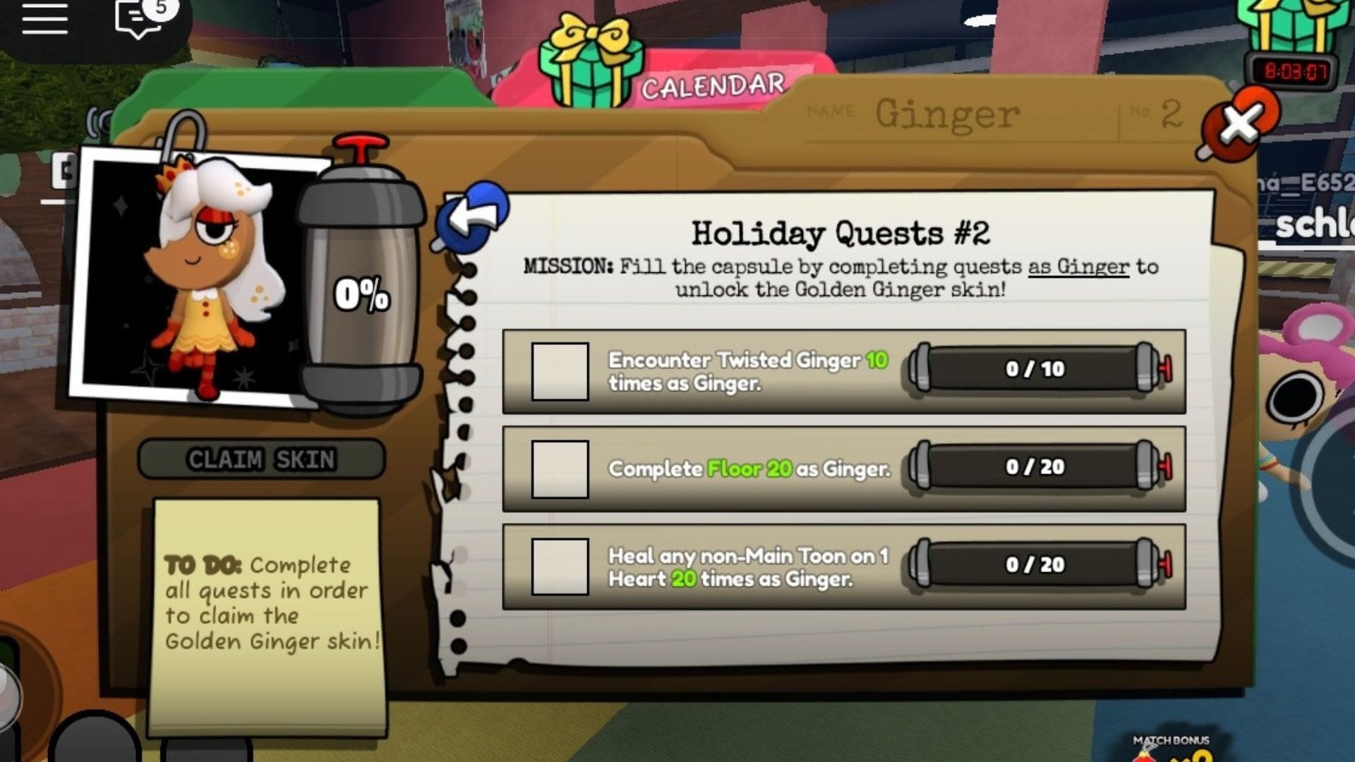 Ginger's Quests (obrázek přes Roblox)