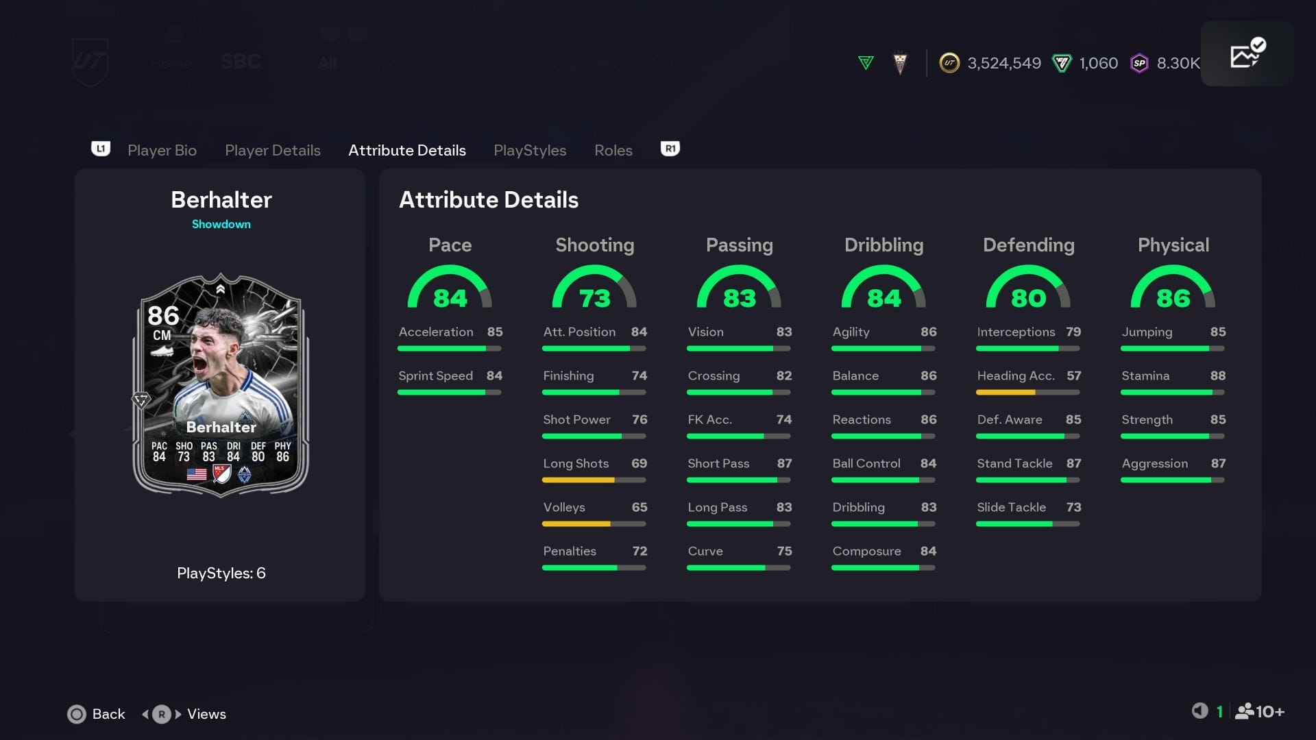 Berhalter stats (Image via EA Sports)