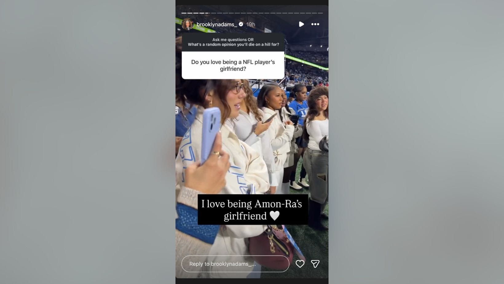 A month after Amon-Ra St.'s GF Brooklyn Adams. Brown calls out the "WAG" label, the WR partner reveals a new position 2 GF Brooklyn Adams shares of Amon-Ra St. Brown acquired as WR partner (Image credit: Adams/IG)