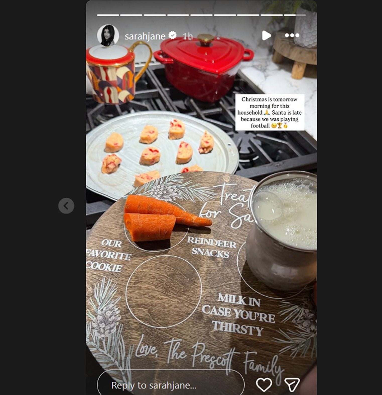 Dak Prescott's fiancée Sarah Jane's IG story /@sarahjane