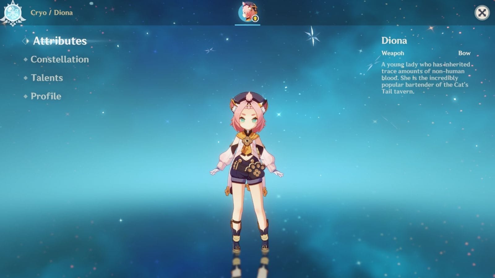 Screenshot of Diona in-game (Image via HoYoverse)