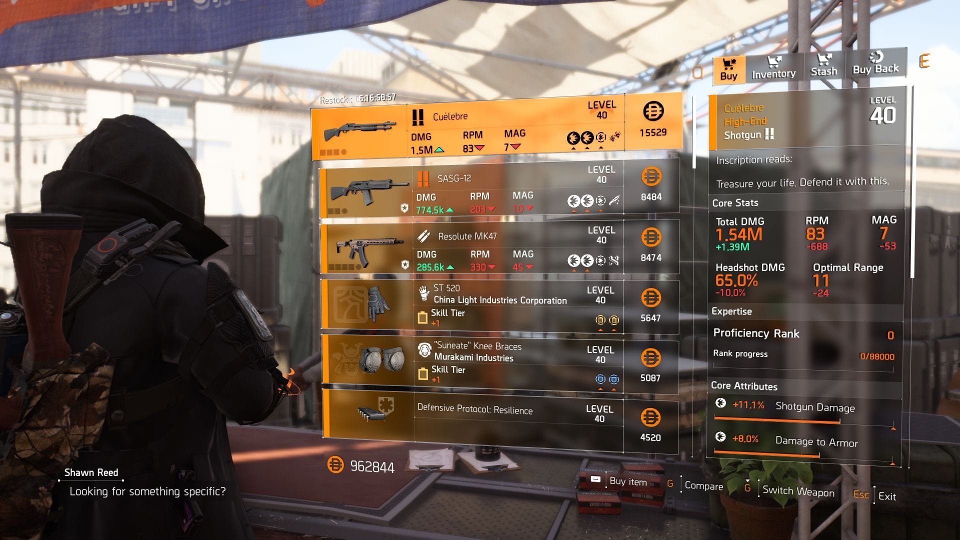 The Division 2 vendor found at the Theatre Settlement (Image via SK Gaming || Ubisoft)