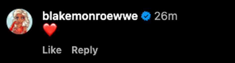 Screengrab of Blake Monroe&#039;s comment (Image credit: Rebel&#039;s Instagram account)