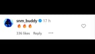 Buddy Matthews' comment (Screengrab taken from Instagram)