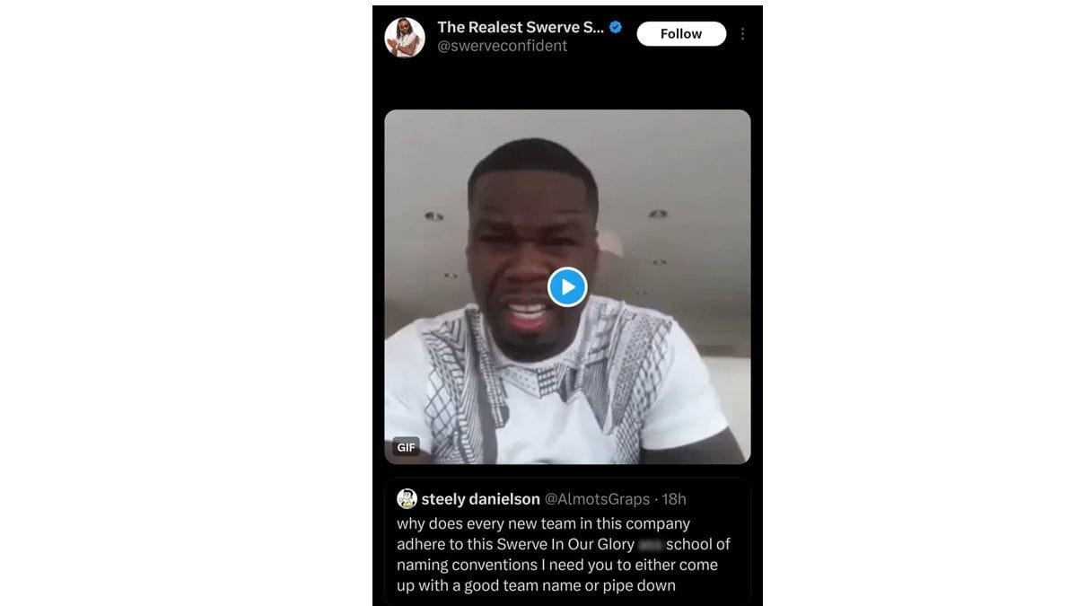 Swerve Strickland&#039;s reaction to a fan&#039;s dig at Tony Khan (Image via Swerve Strickland&#039;s X)