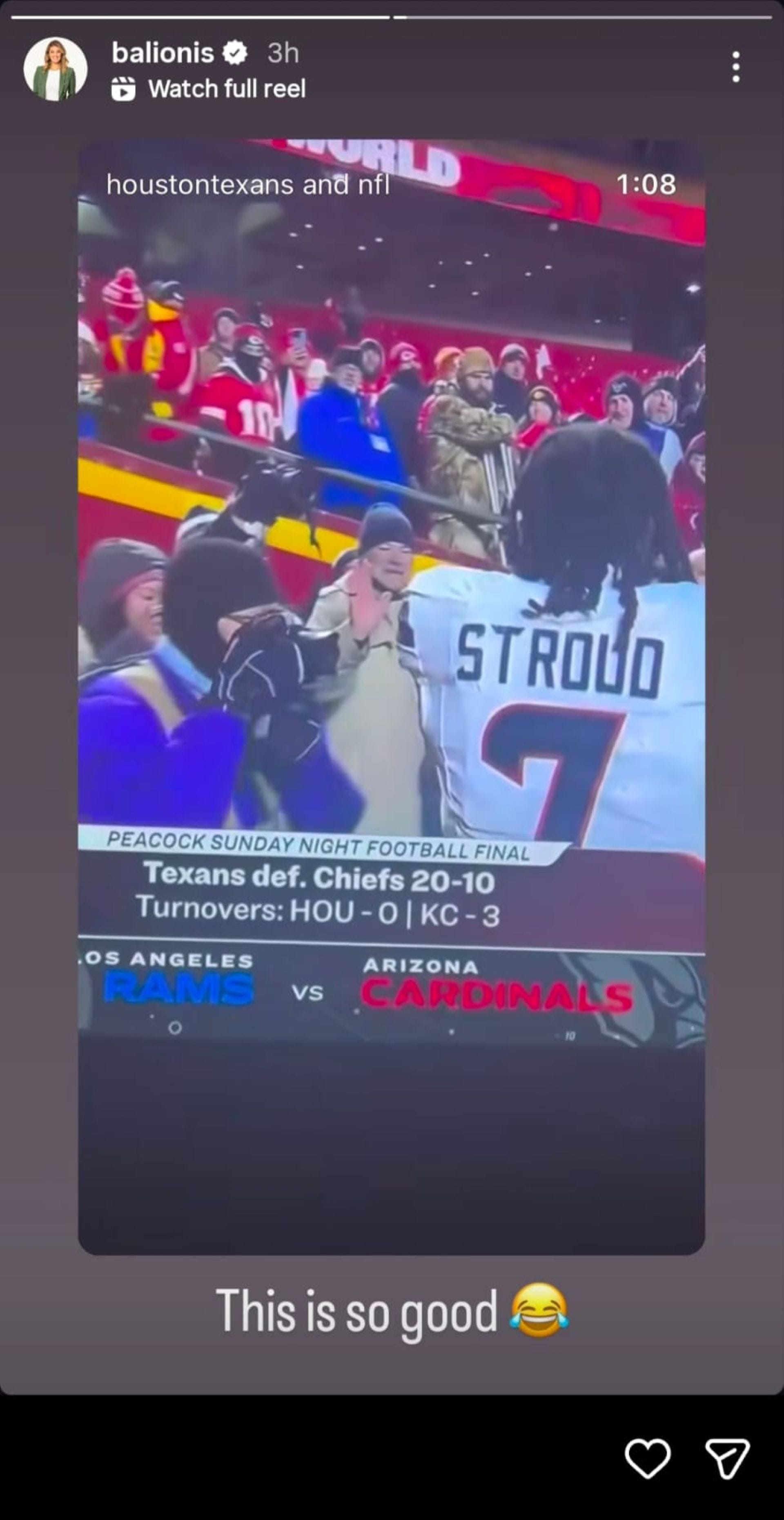 A still from Amanda Balionis&#039;s Instagram story (via @balionis)