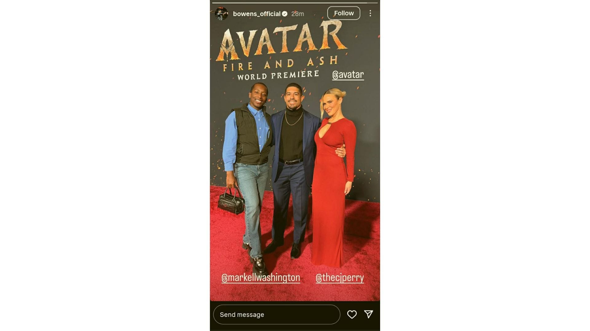 Lana and Anthony Bowens at the world premiere of Avatar: Fire and Ash [Source: @bowens_official on Instagram]