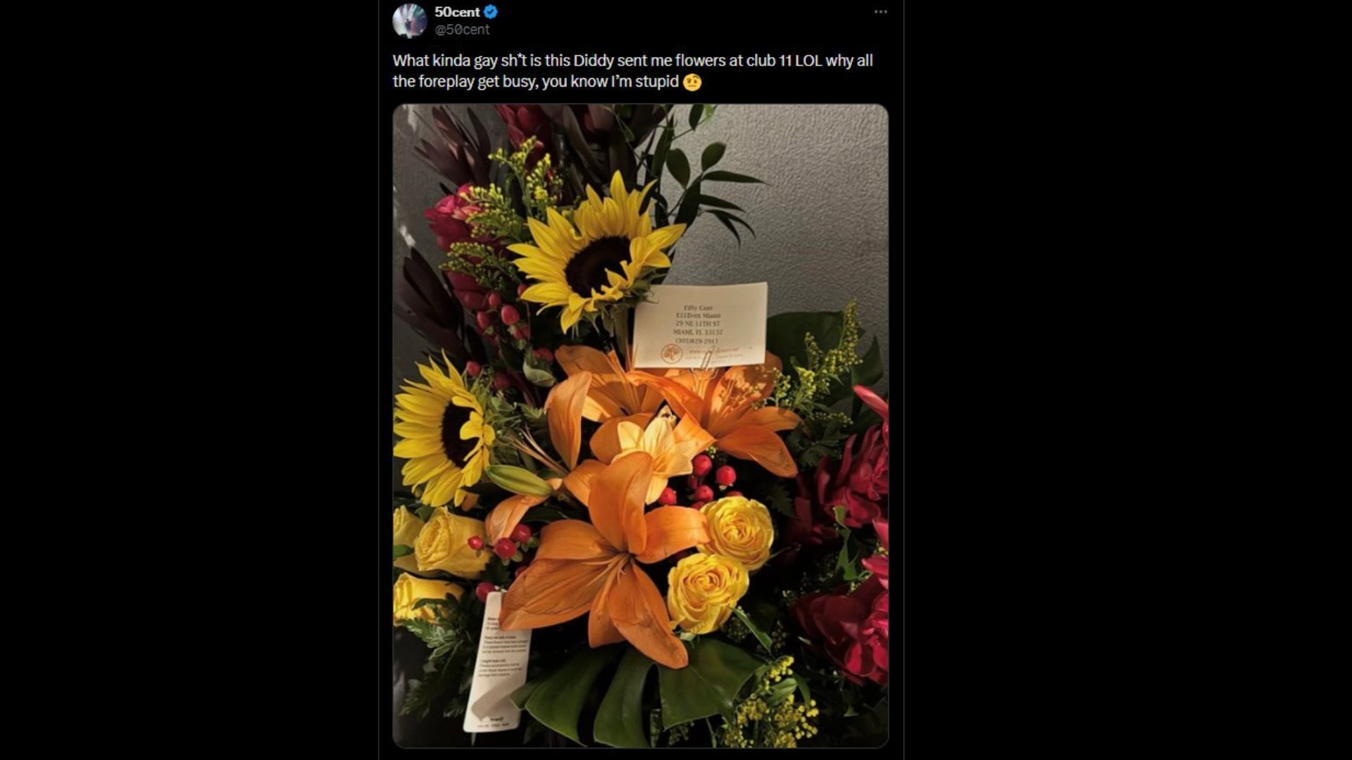 50 Cent&#039;s X post about Diddy (Image via X/50Cent)