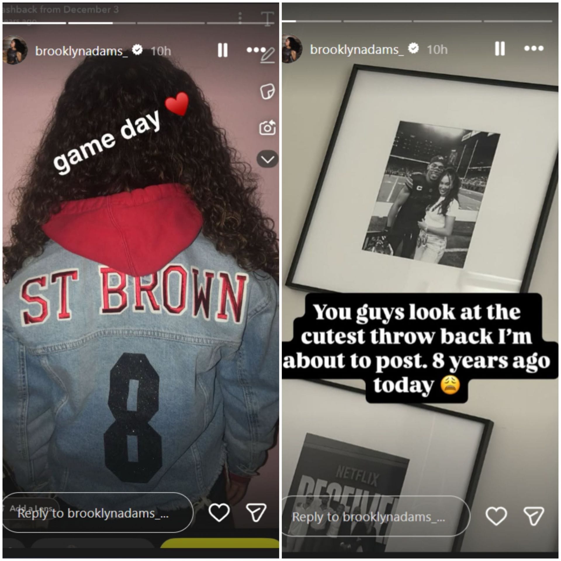 Amon-Ra St. Brown&#039;s GF Brooklyn /@brooklynadams_