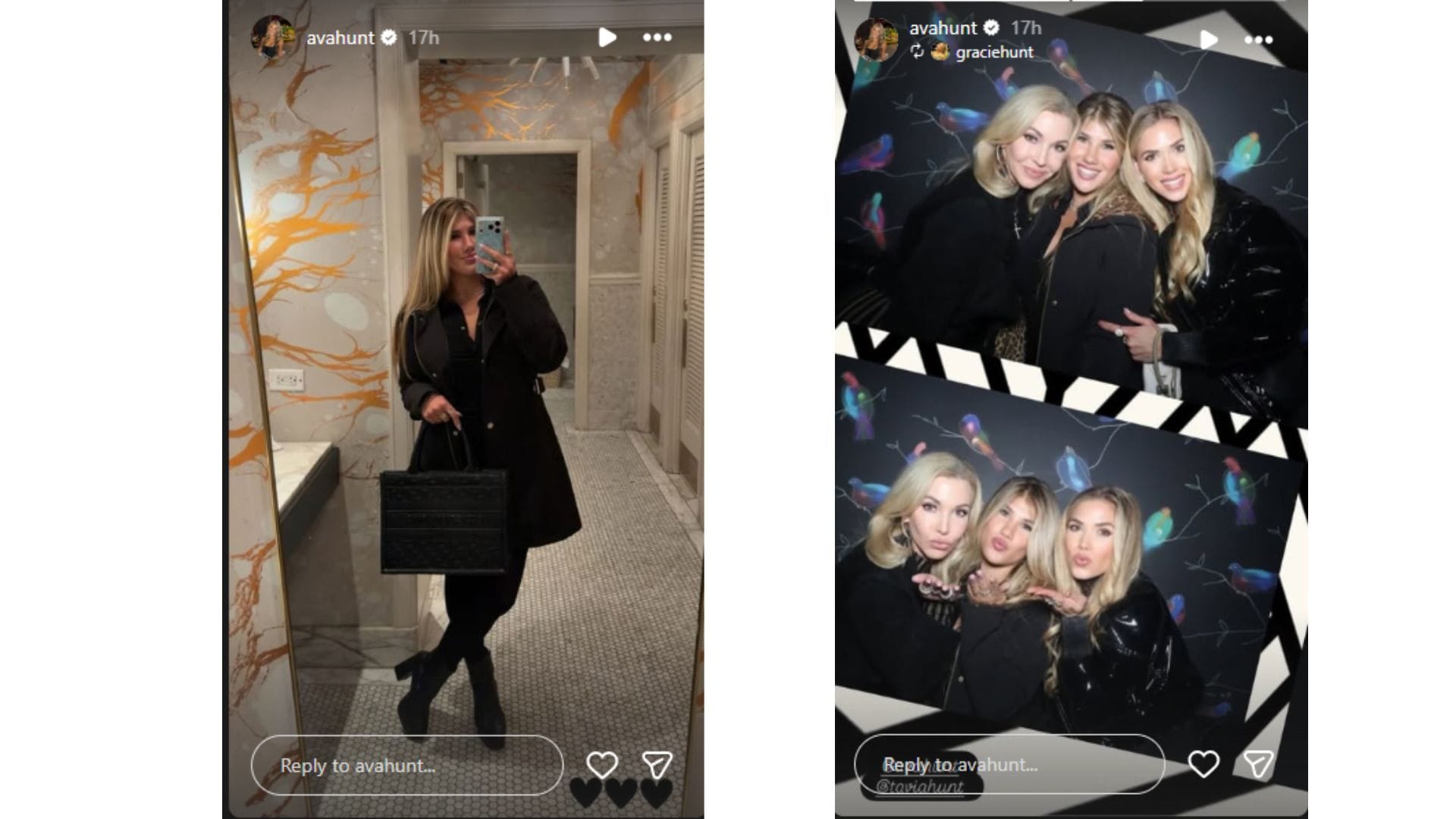 Ava HUnt had a fun evening out with her mother and sister. (Credit: @avahunt)