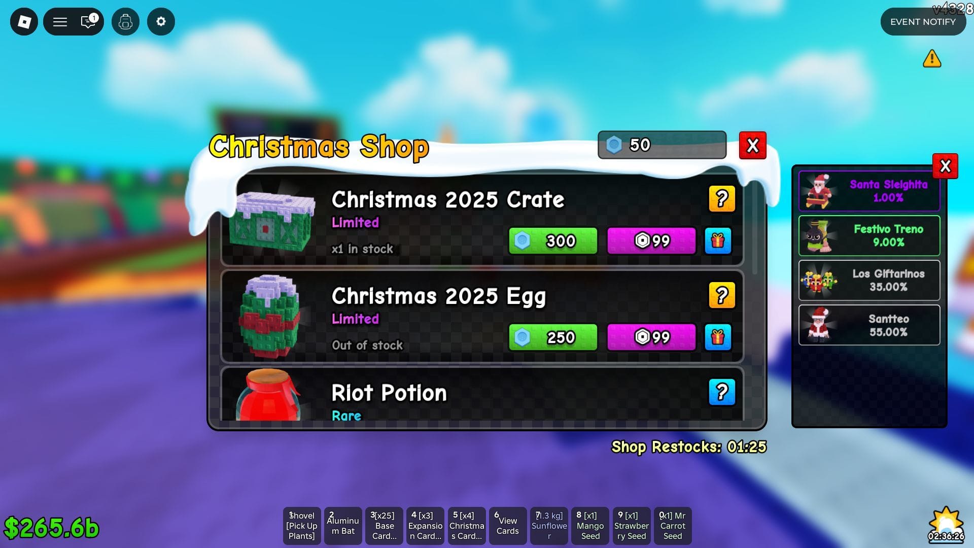 Trứng Giáng sinh 2025 có sẵn trong Cửa hàng Giáng sinh (Hình ảnh qua Roblox)