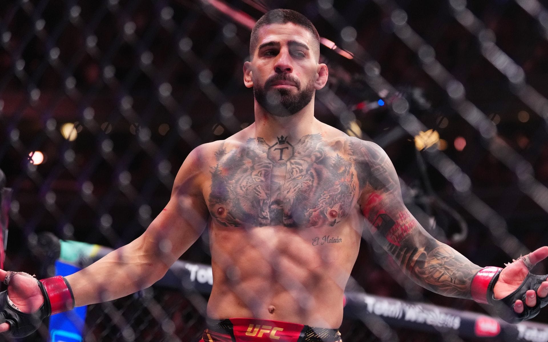 Ilia Topuria (pictured) after his UFC 317 win over Charles Oliveira. [Image courtesy: Getty Images]