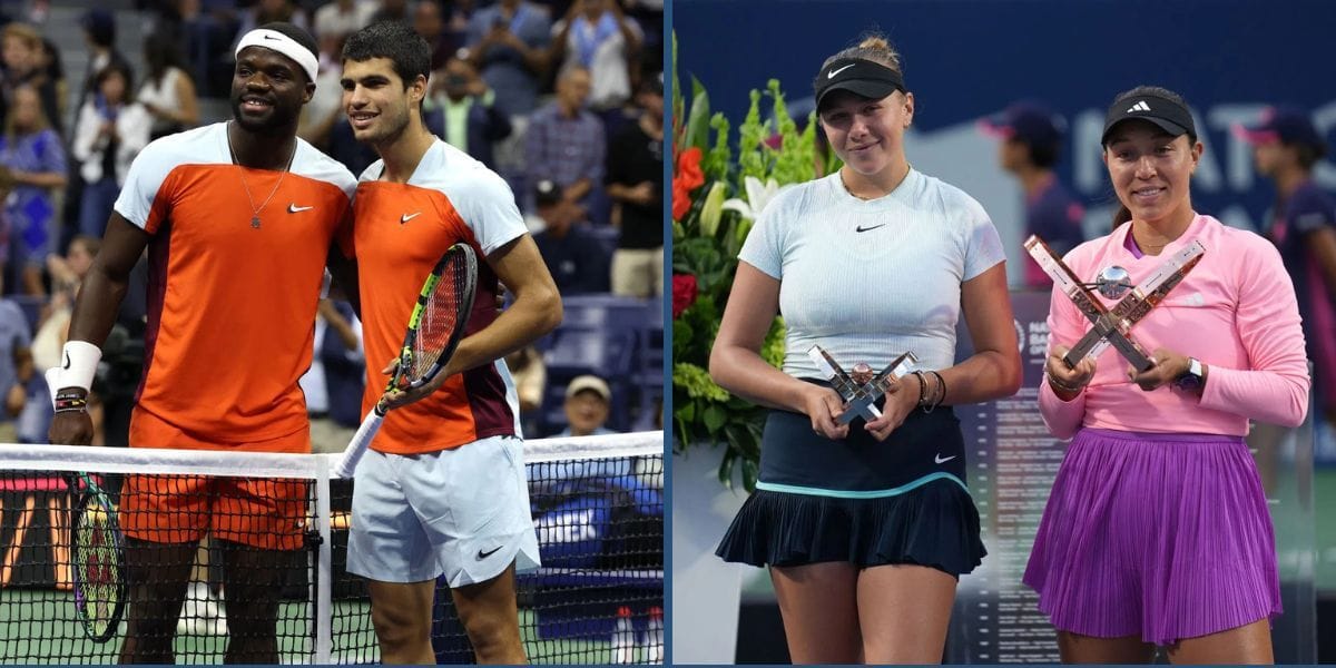Frances Tiafoe and Carlos Alcaraz (L), Amanda Anisimova and Jessica Pegula. (Photos: Getty)