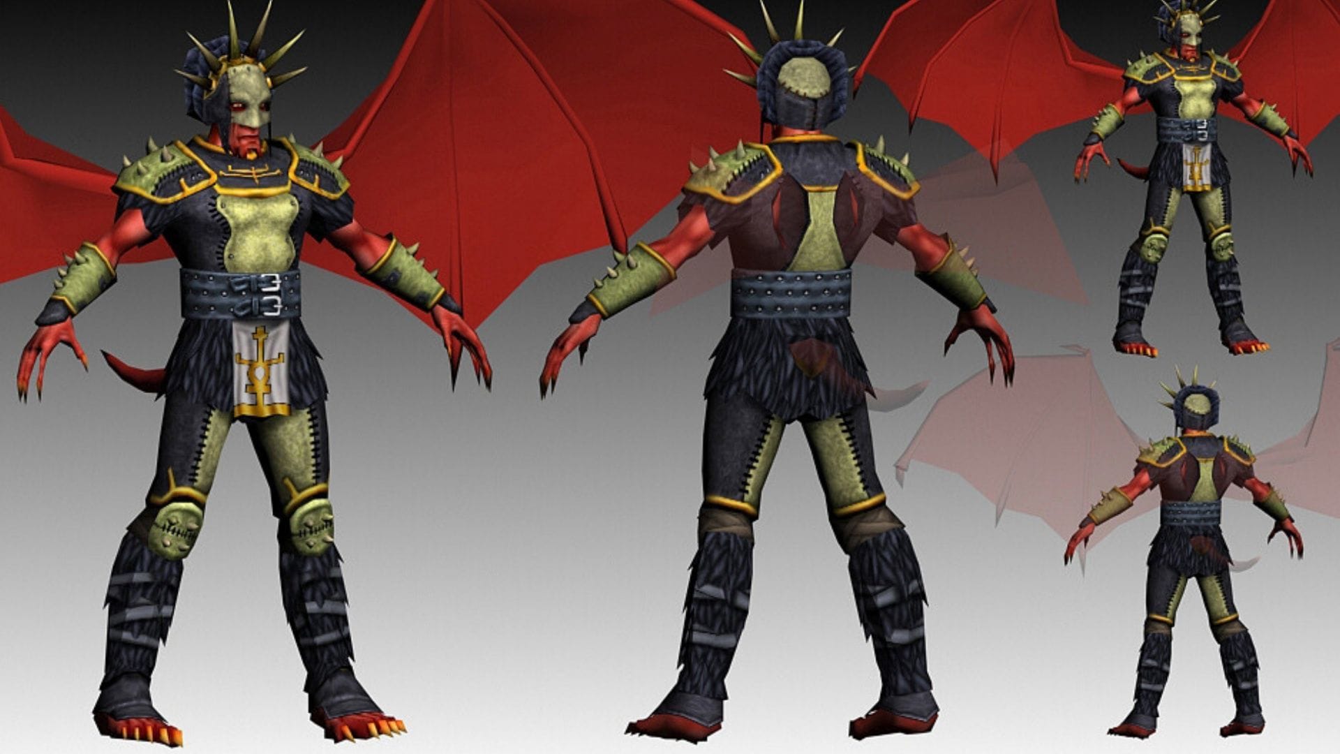 Kevin Daugherty's concept art for Gargoyle Drakeskin armor during Ultima X: Odyssey's development (Image via Origin Systems &amp; EA)