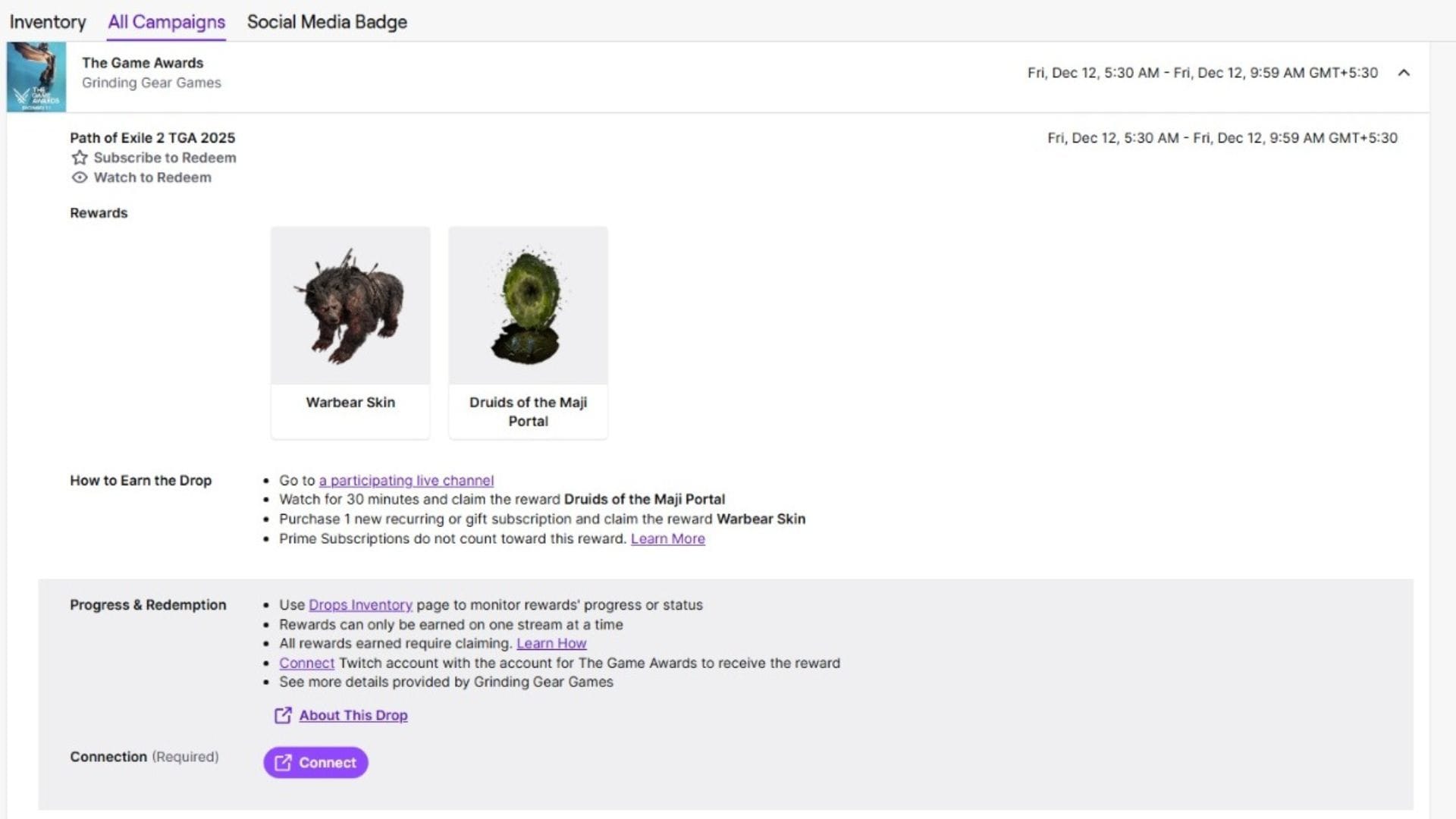 Twitch Drops for TGA 2025 (Image via Twitch)