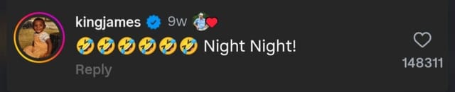 Screenshot of LeBron James comment on Bryson DeChambeau's Instagram post (via @brysondechambeau)