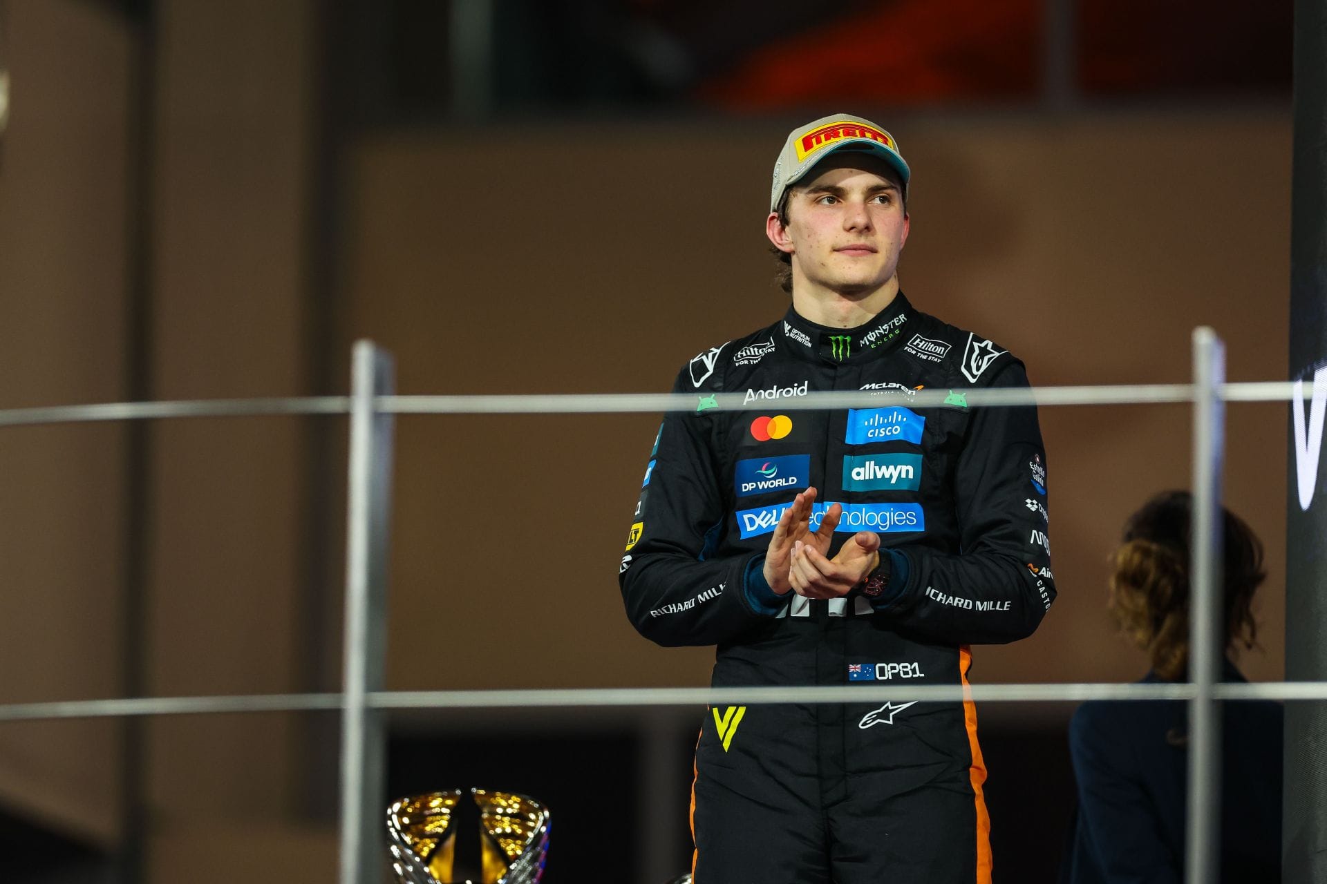 Oscar Piastri on the podium at the F1 Abu Dhabi Grand Prix - Source: Getty