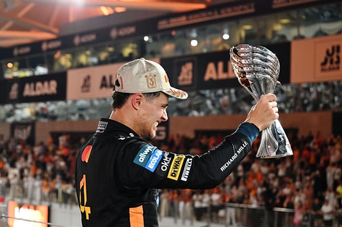 Britain Prime Minister Keir Starmer congratulates Lando Norris on winning 2025 F1 championship