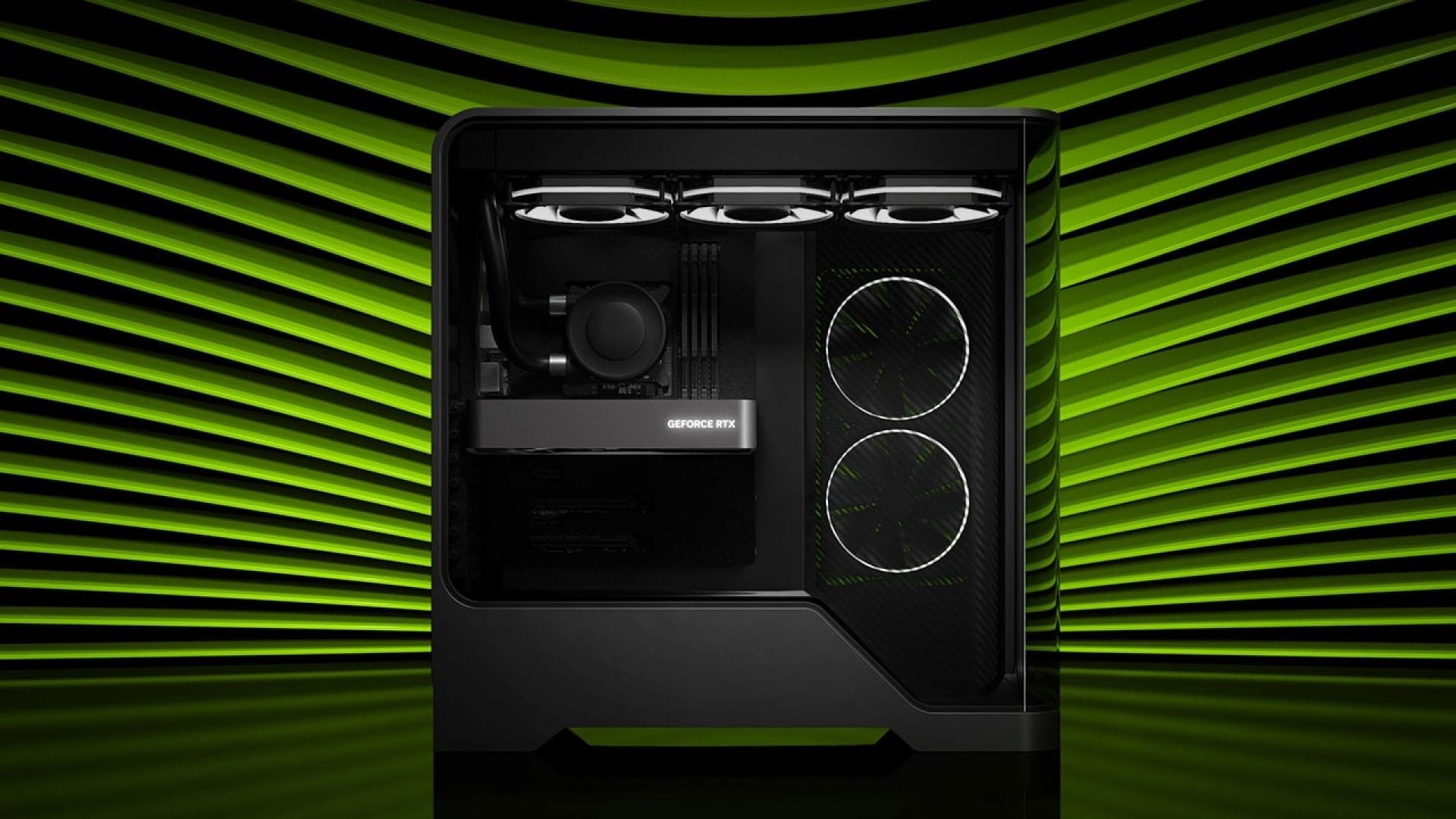 Picture of an Nvidia RTX 5060 in a gaming PC